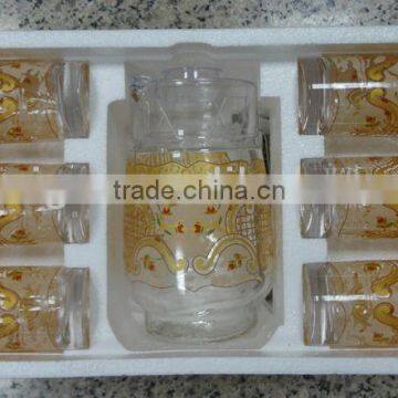 JK035 7pcs Glass Drinking Set with deco