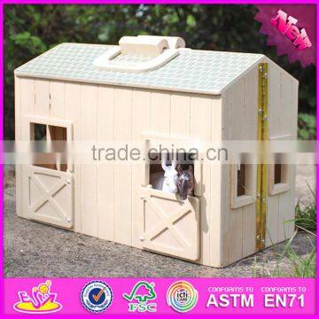 2016 New Design Children Miniature Toys Wooden Toy Horse Stable W06A166 photo-6