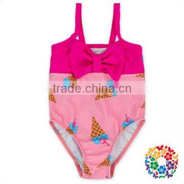 Lovely Ice Cream Prints Little Young Girls Swimsuits Models Kids Cotton Swimwear Swimsuits Baby One Piece Swimsuit Wholesale