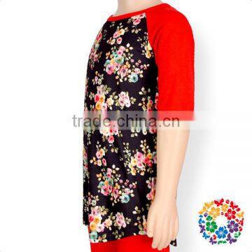 Boutique Mid Sleeve Floral Baby T Shirt Girl 100% Cotton Kids Clothes Tops photo-5