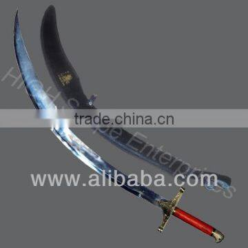 Belly Dance Sword Balanced Stainless Steel With Cover Handle Orange Color Wood