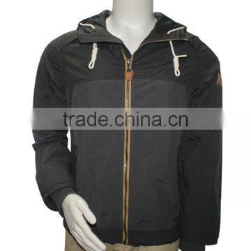 Zipper Through Nylon Short Plain Flight Men Bomber Hood Jacket