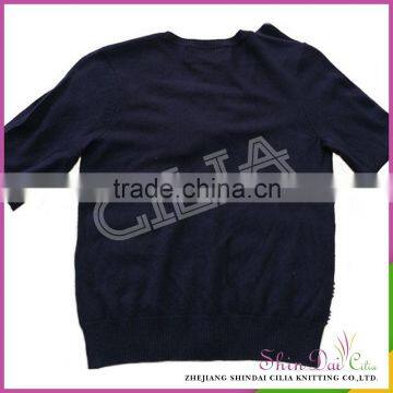 Factory Directly Wholesale Girl v Neck Knitting Sweater Coat With Peal photo-2