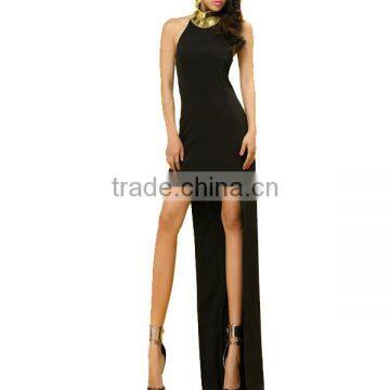 Fashion Designs Sleeveless Backless Shoulderless Sexy Ladies Black Front Short and Long Back Blouse photo-3
