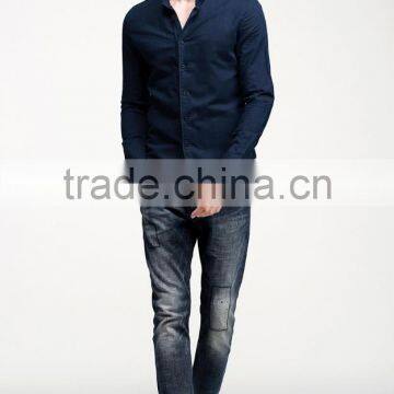 2015 Pure Color Autumn Man United Buiness Men Shirt photo-2