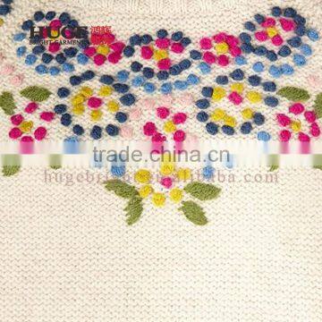 Fashion Style Lace Overlay At Shoulders Knitting Girls Sweaters photo-3