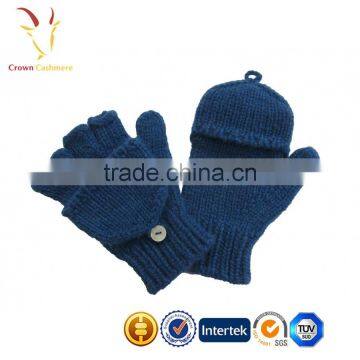 Custom Brown Fingerless Cashmere Mittens Gloves photo-4