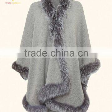 Winter Warm Wool Knitted Poncho Lady Fur Poncho