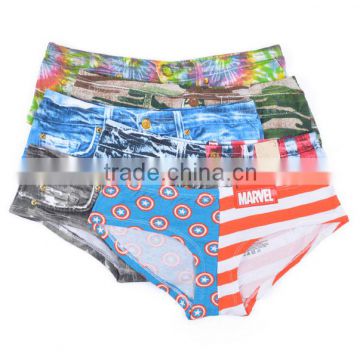 2017 OEM Manufacture 3D Print 95%COtton 5%Lycra Customized Your Own Brand Logo Elastic Band Sexy Women String Thongs Underwear