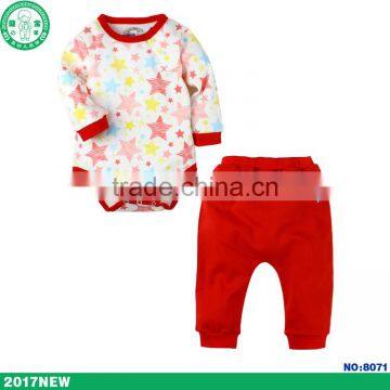 Cotton Newborn Baby Girl Clothes Printed Design Baby Romper And Pants Set