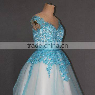 Beaded Blue Evening Dress Short Mini photo-5