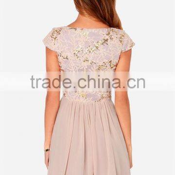 China Supplier Woman Dress Cap Sleeves Sequined Woman Dress Fashion 2015 photo-5