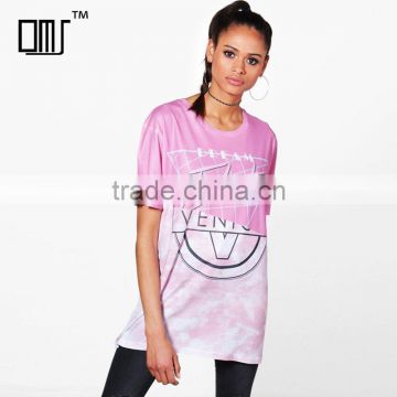 Custom sublimated rugby sports wear for girl 2018 trend pink print t shirt