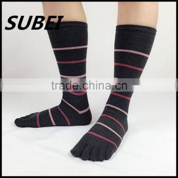Men's All-pure Combed Cotton Striped Toe Socks Thick Socks photo-2