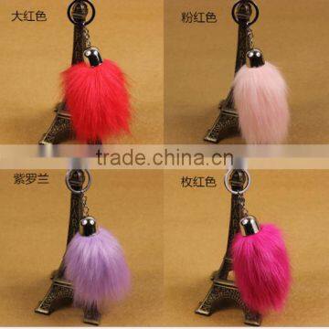 Imitation fox tail car keychain fur ball ornaments lady fur pendant cute fur ball key holder bag