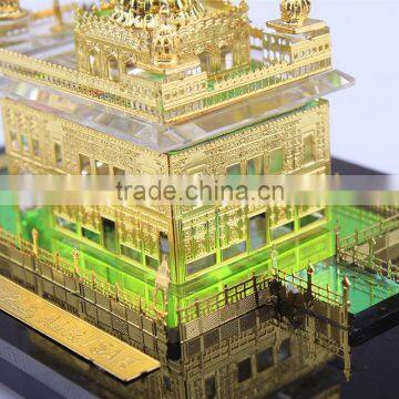 India 24K Gold Plated Crystal Golden Temple Model, Crystal Sikhism Souvenir Gift photo-2