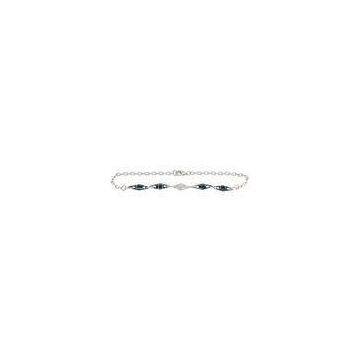 925 Sterling Silver CZ Bracelet With Black Rhomboid Ceramic , Nickel Free CSB0621