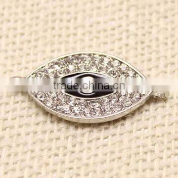 Silver Rhinestone Crystal Oil Drip Evil Eye Connectors Oval Turkish Lucky Eye Pendant photo-5