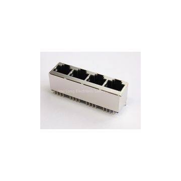 Vertical RJ45 1x4 sheild connector 8p8c pcb jack 180 degree socket