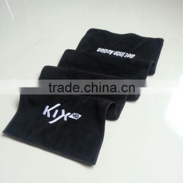 special size black microfiber sport/gym towel with embroider logo