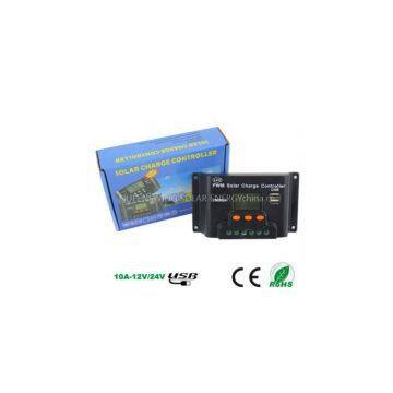 QueensWing 12/24V 10A PWM Solar Charge Controller With USB Port