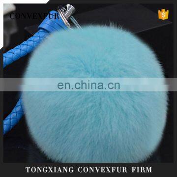 Promotional factory price rabbit fur pompon key ring for car key ring wholesale