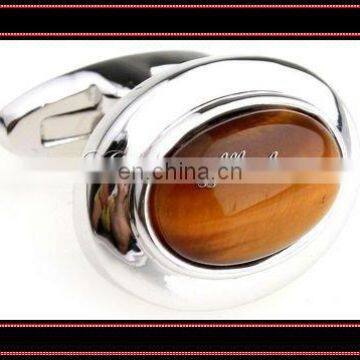 fashion luxurious oval tiger eyes stone cufflinks