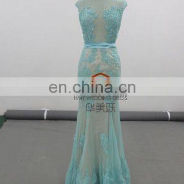 Turquoise Mermaid Homecoming Dresses HMY-D296 Floor Length Prom Free Prom Dresses photo-2