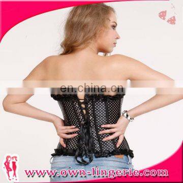 hight-end hot sale elegant ladies dot lace up waist trainer corset