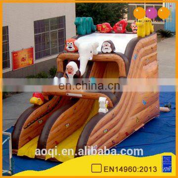 AOQI funny amusement park equipment blown inflatable standard slide outdoor sport game cartoon inflatable slide for kid