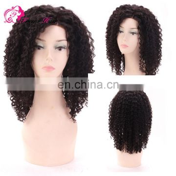 Permanent Curling Hot Selling 8a Grade Natural Black Color Kinky Curl Malaysian Virgin Human Hair Lace Front Wig