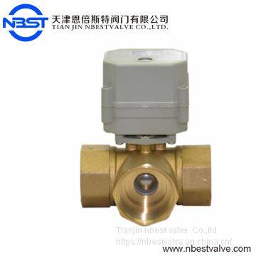 3 Way Motorized Ball Valve EPDM & PTFE DN25 1 Inch Horizontal Brass