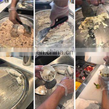Commercial Round Pan Frying Ice Cream Thailand Fruit Fry Ice Cream Rolled Yogurt Roll Maker