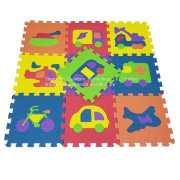 QT MAT Non-toxic Odorless 12in x 12in 10pcs/set Vehicles EVA Floor Mat Puzzle Tile