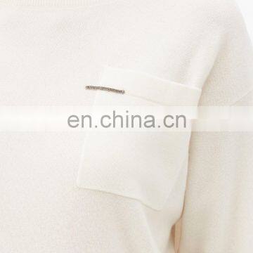 DiZNEW Unisex Women Wool Cashmere Crew Neck Pocket Cardigan Sweater photo-5