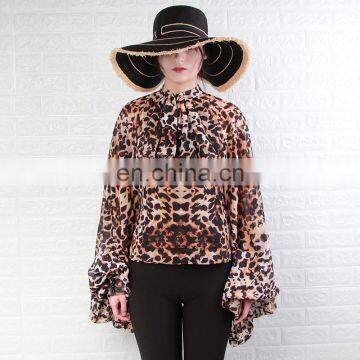 Clothing New Fashion Leopard Women Sleeves Stylish Shirt Casual Quantity Top Blouse