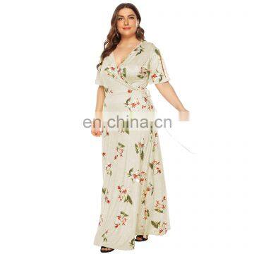 LAITE D2120 Autumn Women Elegant Casual Dresses Women Floral Printed Plus Size Dresses photo-3