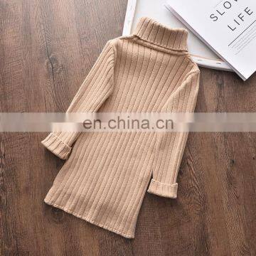 Autumn Winter Baby Toddler Children Bodycon Clothes Girls Knitted Turtleneck Sweaters Dress Long Sleeve Kids Dresses For Girl photo-2