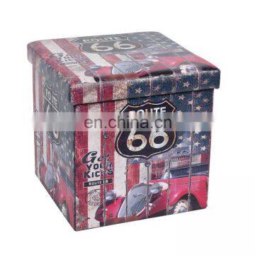 New Design Square Padded Seat Non Woven Folding Stool Storage Stool Ottoman With Storage photo-6