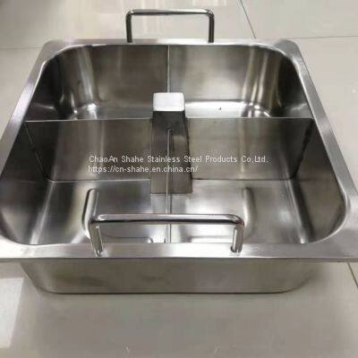 Cookware Stainless Steel Pan With Center Column & Divider Into 4 Grids Fire Pot Available Gas Stove