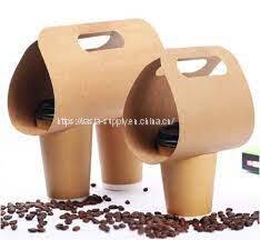 Diy disposable creative design die cut paper coffee cup holder take away tea cup sleeve