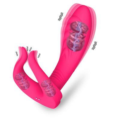 Drop shipping 2020 patent design cock ring double penetration vibrator sex toy for couple penis vagina