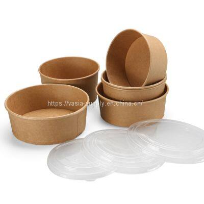 Round kraft paper bowls food soup salad containers eco friendly compostable packaging