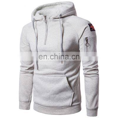 Factory Drop Ship Trendy, Fashionable Mens Winter Fleece Hoodies Hooded Half Zip Sweatshirt Coat Sweater Pullover Tops/