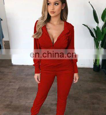 New Fashion Women Autumn Winter Casual Fleece Zipper Hooded Short Tops Long Sleeve Tops + Pants Suit Pants Set Two Piece Set photo-4