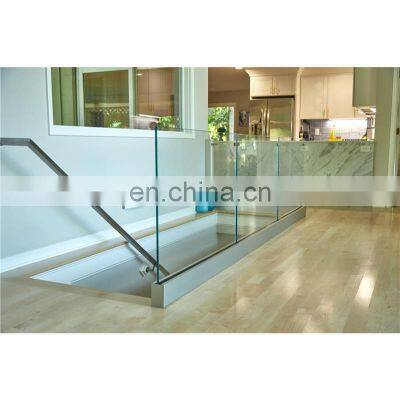 Aluminum U base shoes excellent glass stair railing LED deck railings for balcony