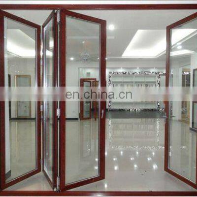 Cheap Price Wood Grain Patio Accordion Glass Lock Aluminum Bifold Door