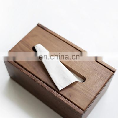 Walnut rectangle tissue dispenser container gift box for restroom