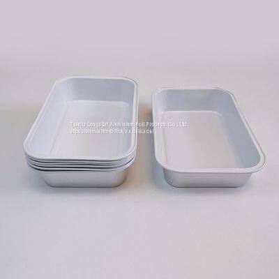 Wrinkle free rectangular aluminum foil container Airlines foil trays with cover.