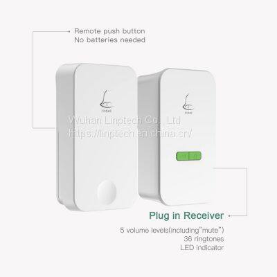 Linbell G4L Long Distance Wireless Doorbell Waterproof Self Powered US EU UK Plug With 1 Transmitter and 1 Receiver photo-2